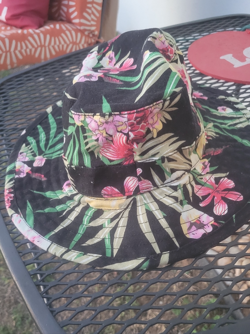Unisex Obey Black Floral Bucket Sun Hat